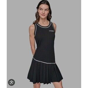 KARL LAGERFELD PARIS Women's Sleeveless Pleated Minidress Small S EUC